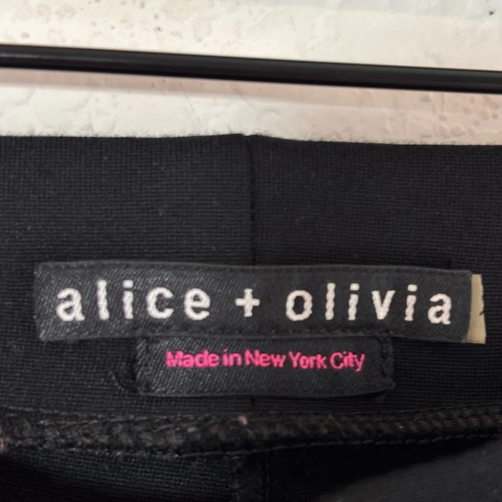 ALICE + OLIVIA LEATHER SIDE PANEL BLACK STRETCHY LEGGINGS NO SIZE - Picture 7 of 7